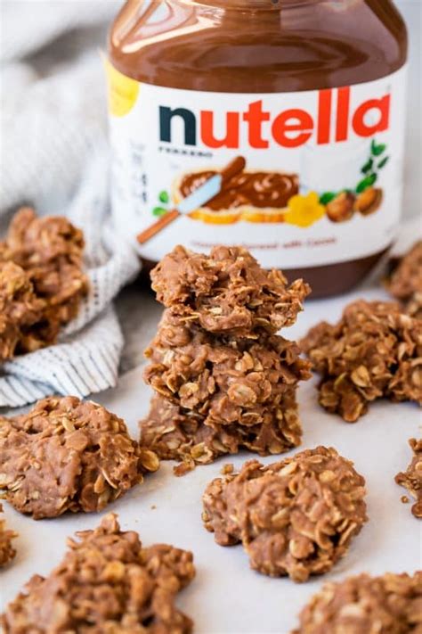 Peanut Butter Nutella No Bake Cookies Cafe Delites