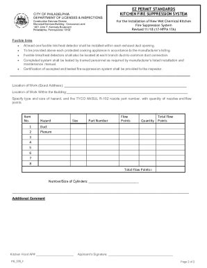 Fillable Online Ez Permit Standards Kitchen Fire Suppression System