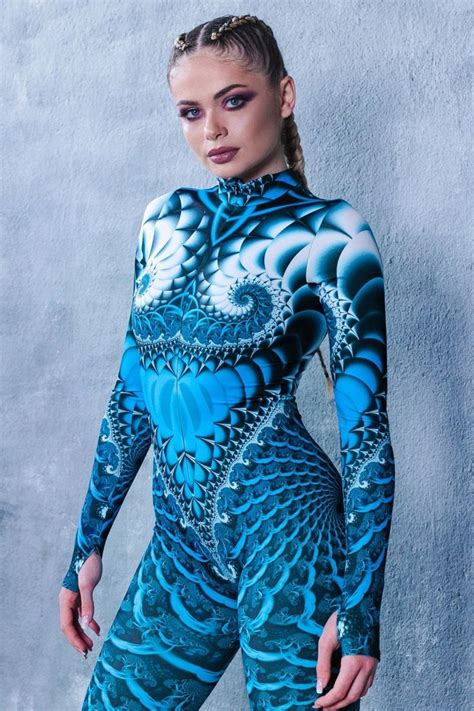 Rave Costume In Blue White One Piece Festival Catsuit Rave Unitard