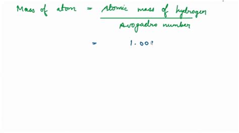 SOLVED:The mass of a hydrogen atom is ………. . kg.