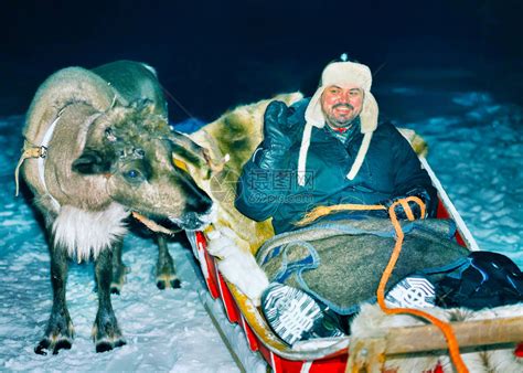 拉普兰农场罗瓦涅米夜间芬兰驯鹿雪橇上的人圣诞雪橇上的人在冬季雪橇骑safari与雪芬兰北极挪威萨高清图片下载 正版图片507484378 摄图网