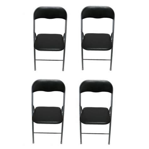 Lot De 4 Chaises Pliantes Noir Achat Vente Chaise Cdiscount