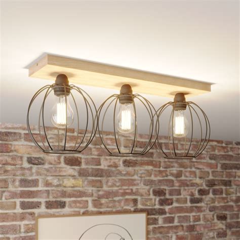 Plafoniera Dorett Legno Di Rovere 3 Luci Lampade It