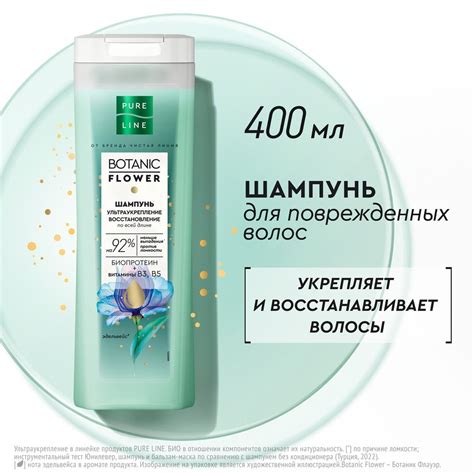 Шампунь для волос женский Pure Line ультраукрепление и восстановление с ...