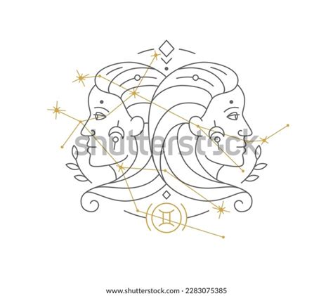 Gemini Astrological Symbol Zodiac Constellation Connected Stock Vector ...