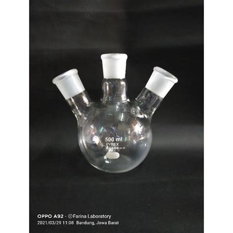 jual boiling flask labu didih  neck ml flat bottomalas datar pyrex