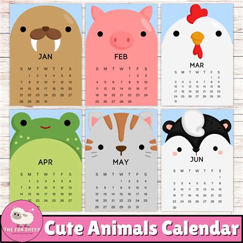 Cute Animals 2025 Calendar | Colorful Kawaii Animals 2025 Monthly ...