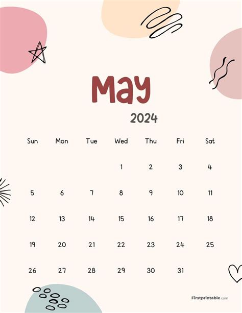 May Cute Aesthetic Monthly Calendar 2024 Free Printable In 2024