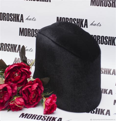 Чёрная БАРХАТНАЯ ПИЛОТКА. Женская шляпа без полей. Шляпка М19-09 в ...