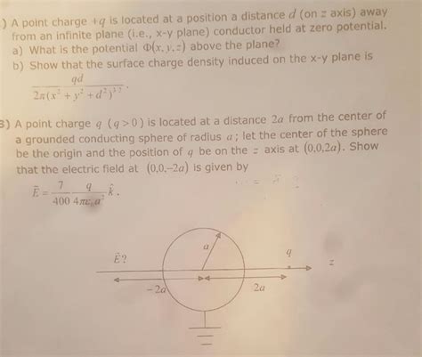 Solved A Point Charge Q Is Located At A Position A Distance Chegg