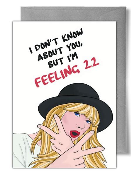 Feeling 22 Taylor Swift Birthday Card Taylor Swift Birthday Card