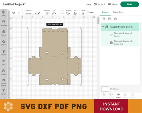 Nuggets Box No Glue Template Artcrafter