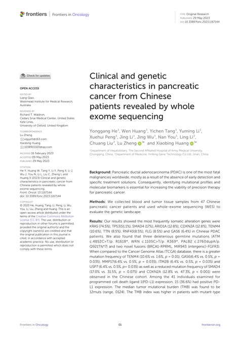 Pdf Clinical And Genetic Characteristics In Pancreatic Cancer From