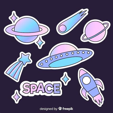 Free Vector Set Of Modern Illustrated Space Stickers