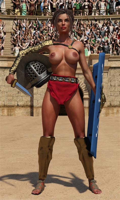 Rule 34 1girls 3d Brown Hair Cb1964 Gladiator Gladiatrix Helmet Loincloth Original Shield