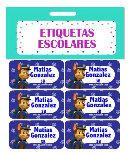 Etiquetas Escolares Personalizadas Chase Ni Os Paw Patrol En Venta