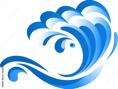 Sea, ocean wave flat vector illustration Stock Illustration | Adobe Stock