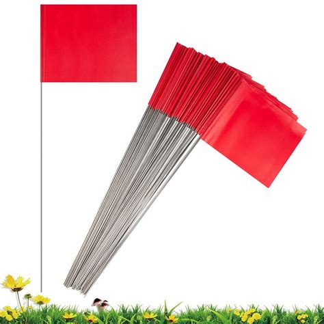 50pack Marking Flags Red Yard Flags 15x4x5inch Marker Lawn Markers Irrigation Landscape