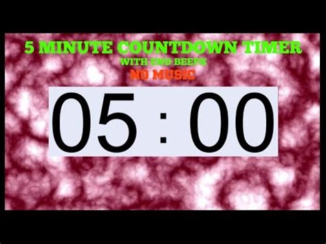 5 MINUTE TIMER With End Beeps NO MUSIC YouTube