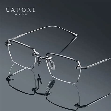 Caponi New Hot Semi Rimless Men S Glasses Frame Simple Business Pure