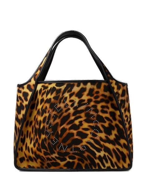 Stella Mccartney Cotton Leopard Print Tote Bag In Brown Save 13