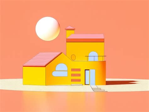 Premium Photo | Cartoon sketch of a colorful house