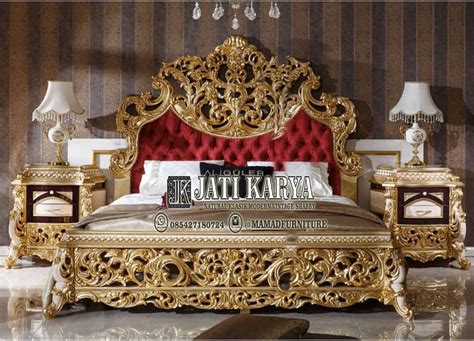 Set Tempat Tidur Mewah Full Ukiran Gold Duco Jati Karya Furniture