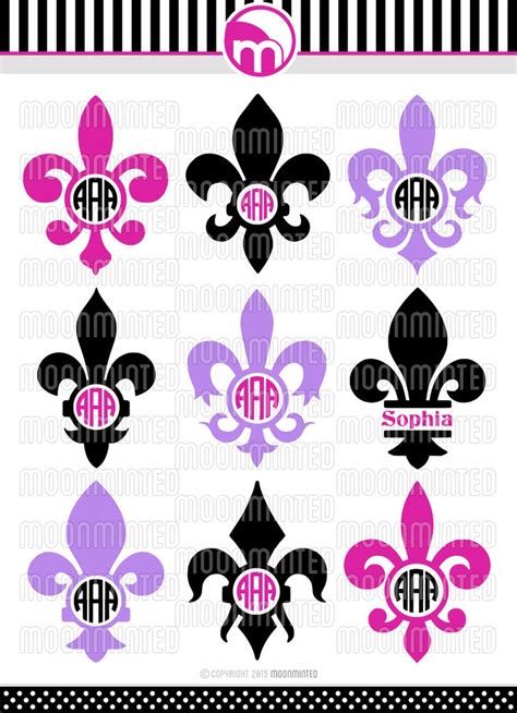 Fleur De Lis Monogram Frames Svg Cut Files For Vinyl Cutters Etsy