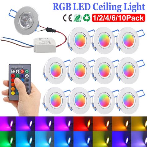 3W RGB Dimmable LED Downlight 16 Colors Changing LED Recessed Lights ...