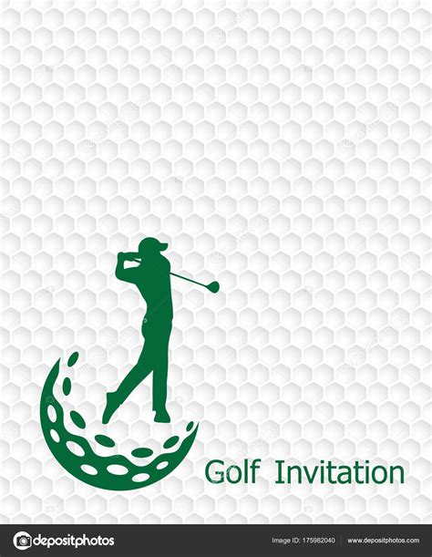 Golf Tournament Invitation Flyer Template Graphic Design Golfer Swinging Golfball Stock Vector