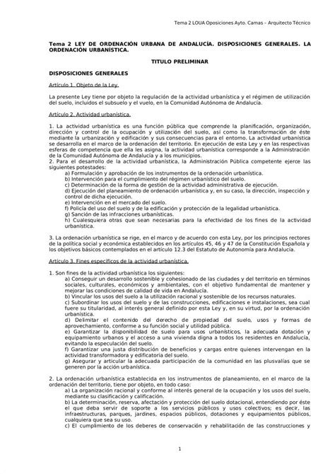 Pdf Tema Loua Disposiciones Generales La Ordenaci N Urban Stica