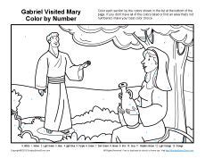 Gabriel Visited Mary Color By Number Page Bible Study Crafts, Bible ...