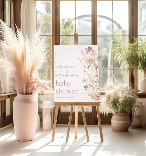 Wildflower Baby Shower Welcome Sign Template Boho Baby In Bloom Baby