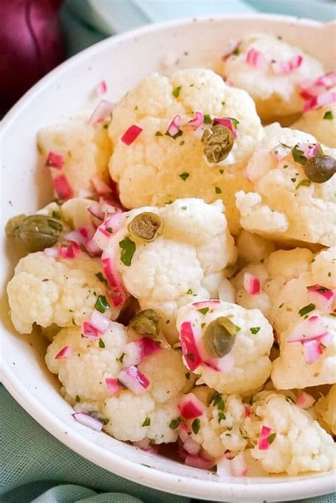 Einfacher Blumenkohlsalat Mit Roten Zwiebeln Schnelles Abendessen