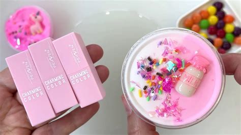 Slime Coloring With Makeup Mixing Lipstick Into Slime Satisfying