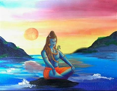 Lord Shiva As Adiyogi In Creative Art Painting Wallpaper Shiva Art