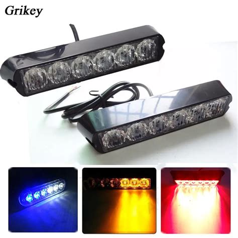 6 Led Strobe Light Car External Lights Super Power Amber Light Bar Car