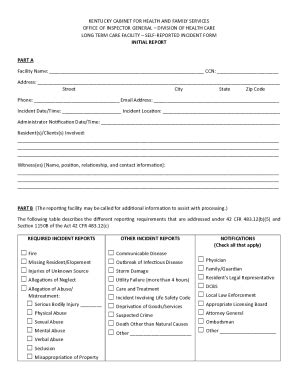 Fillable Online Long Term Care Facility Self Reported Incident Form Fax