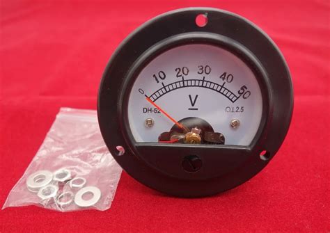 Dc 0 50v Small Round Analog Voltmeter Analogue Voltage Panel Meter Dh52 Panel Cut Dia 53mm In