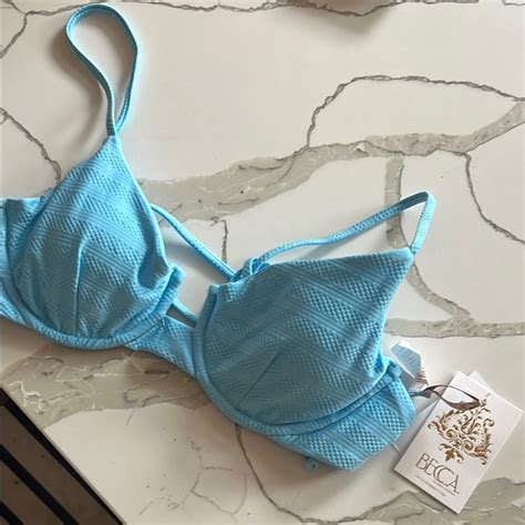 Becca Swim Becca Blue Prima With Bikini Top Underwire Support And Removable Cups Large Nwt