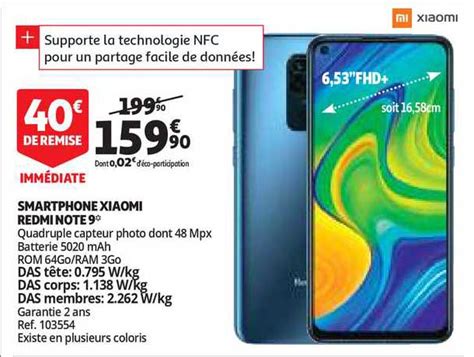 Promo Smartphone Xiaomi Redmi Note 9 Chez Auchan Direct ICatalogue Fr