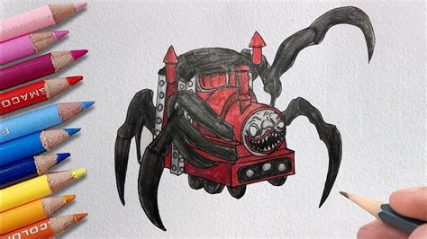 How To Draw Choo Choo Charles Monster Train Spider Youtube