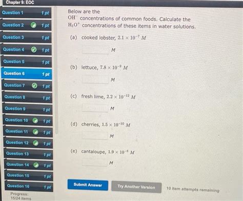 Solved Below Are The Oh Concentrations Of Common Foods Chegg