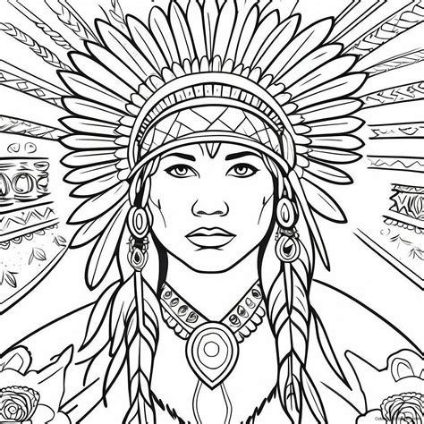 native american headdress coloring page