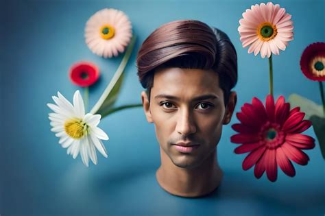 Premium Photo A Man With A Flower On His Head