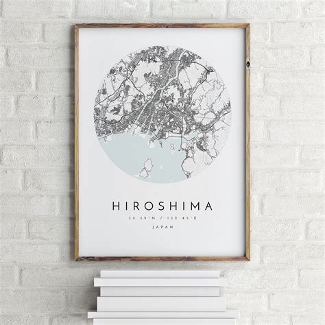 Hiroshima Map Hiroshima Japan City Map Home Town Map - Etsy UK