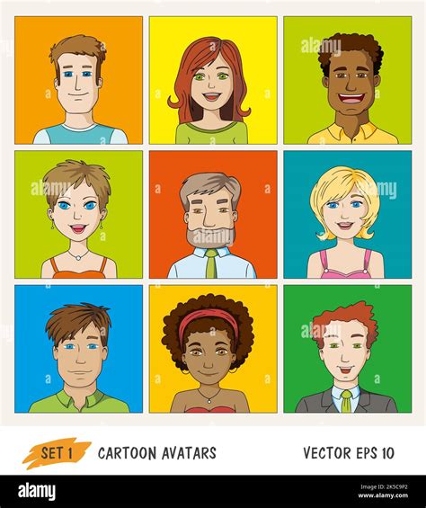 Set of cartoon people avatar icons Stock Photo - Alamy