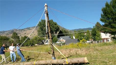 Lifting Logs With A Gin Pole And Block And Tackle Youtube