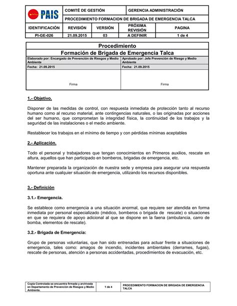 Pi Ge 026 Formacion De Brigada De Emergencia PDF Descarga Gratuita