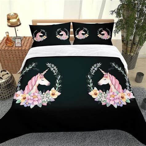 Housse Couette Imprim E D Licorne De Dessin Anim Microfibre De